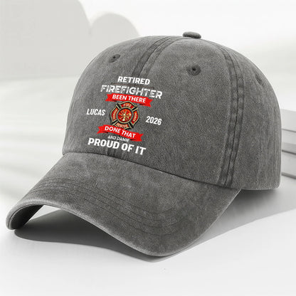 Custom Retired Firefighter Denim Hat for Dad with personalized design details for meaningful gifting image 9