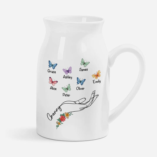 Personalized Butterfly Flower Vase - Custom Grandma & Mom Gift with Kids Names