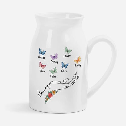 Personalized Butterfly Flower Vase - Custom Grandma & Mom Gift with Kids Names