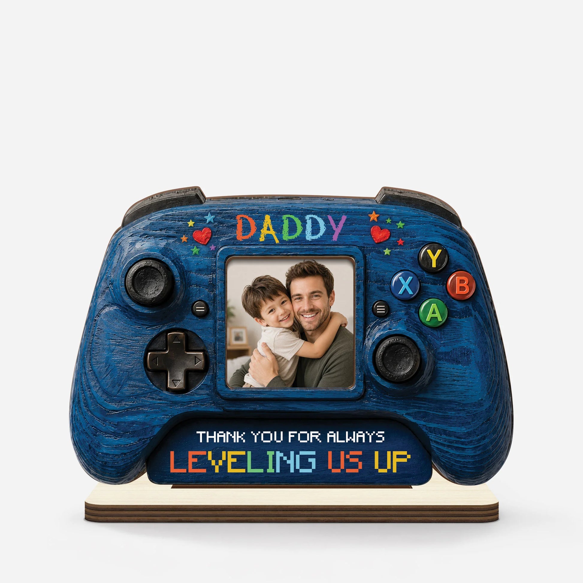 "Thank You For Always Leveling Us Up" Custom Wooden Plaque - Personalized Gamer Dad Gift