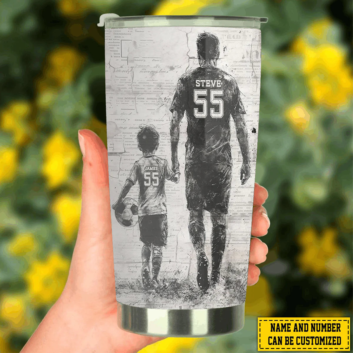 Personalized soccer dad tumbler with custom names and jersey numbers - unique 20oz Father's Day gift image 6