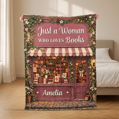 "Just a Girl Who Loves Books" Personalized Book Lover Blanket - Custom Name Birthday Reading Gift for Her
