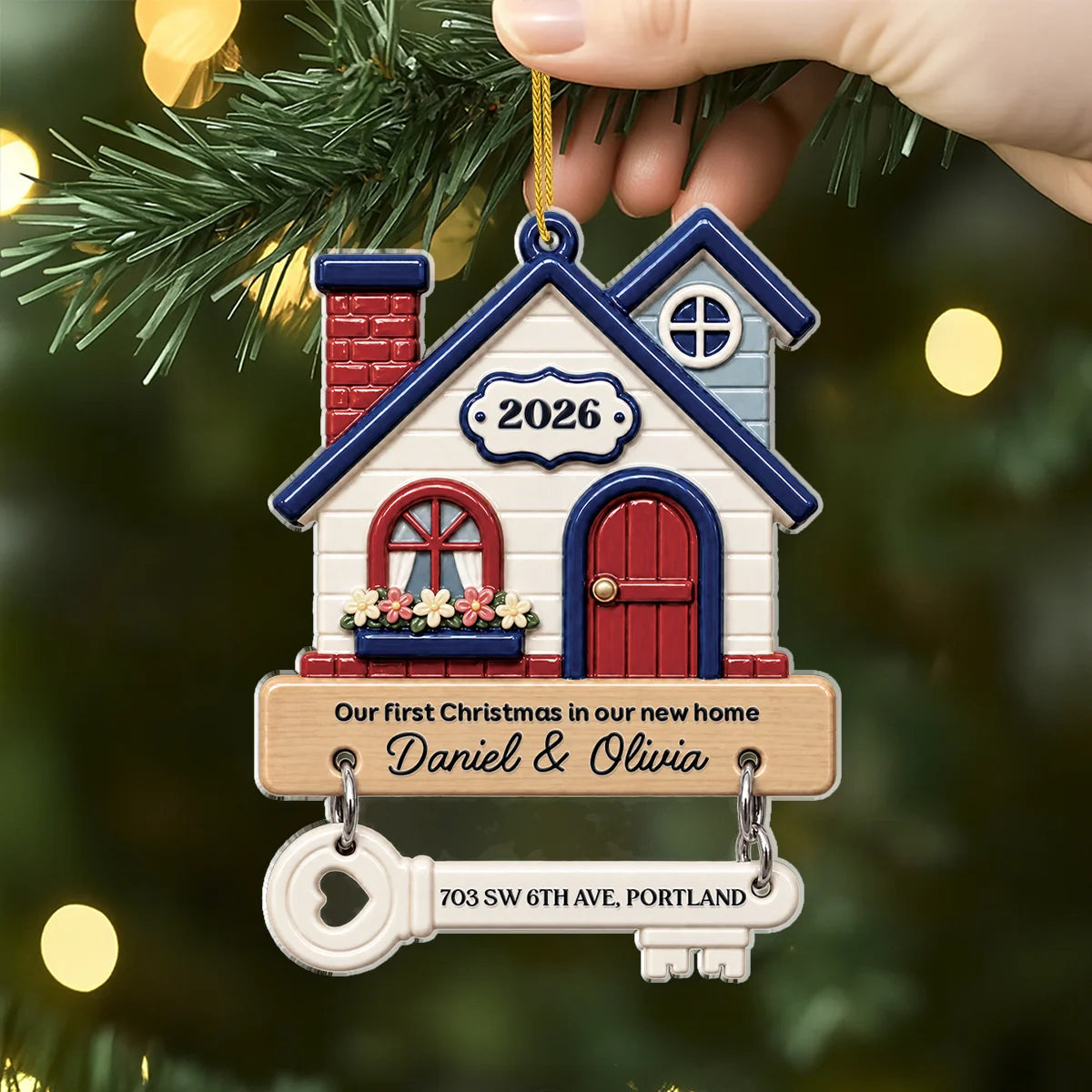 New Home New Adventures New Memories - Personalized Acrylic First Home Christmas Ornament Gift
