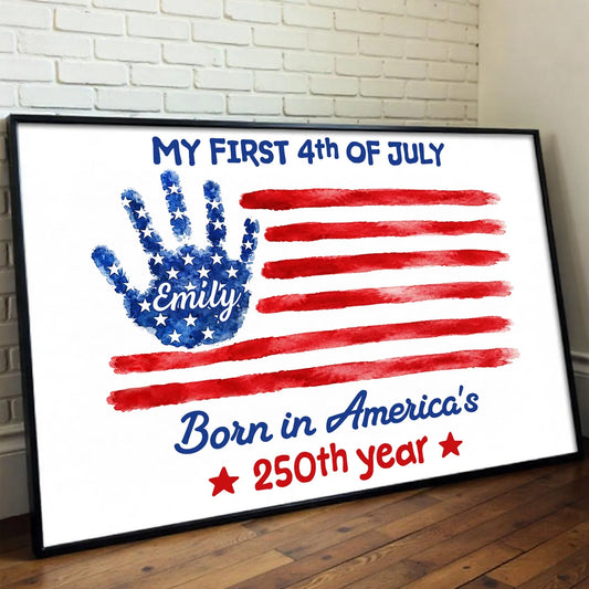Personalized Baby First 4Th Of July Canvas Print personalization view for New Mom / Expecting Mom
