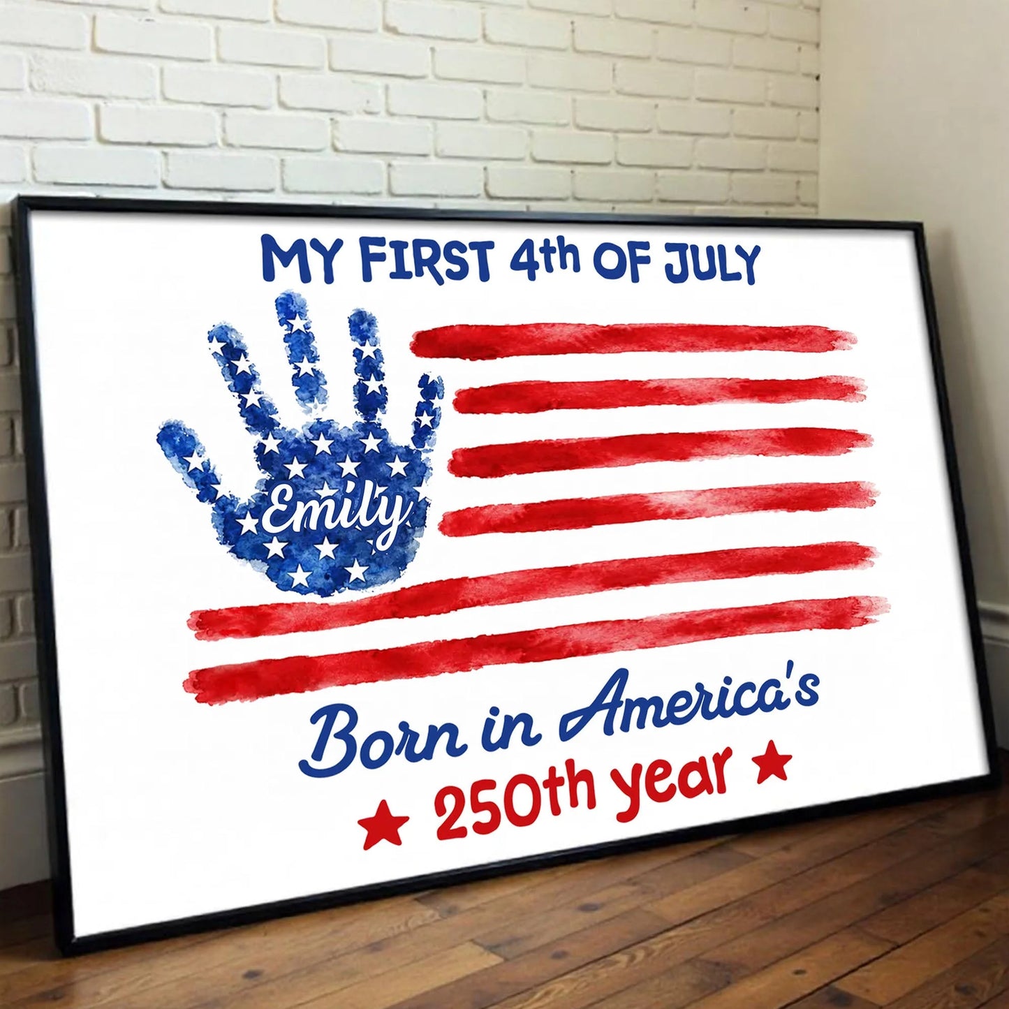 Personalized Baby First 4Th Of July Canvas Print personalization view for New Mom / Expecting Mom