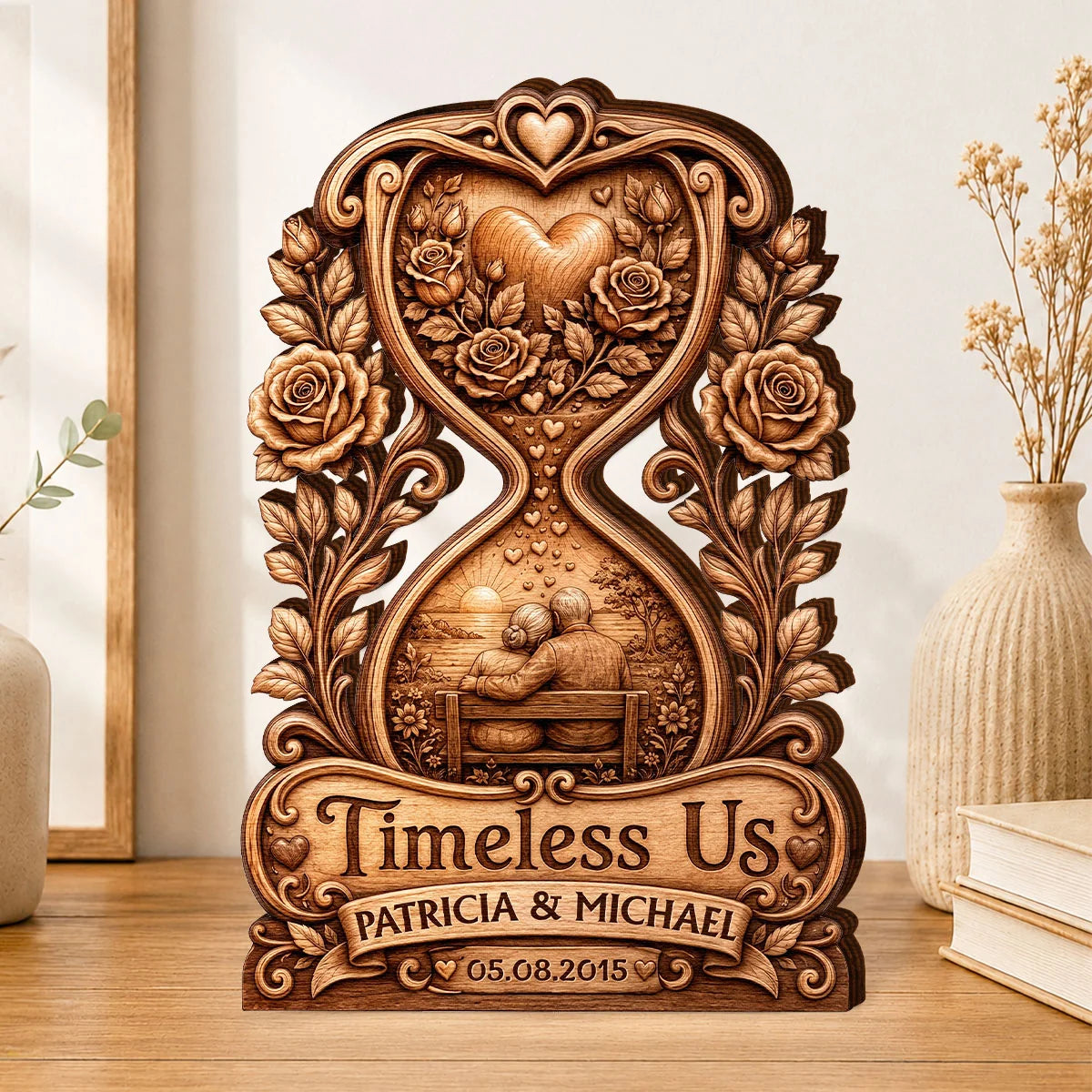 "Timeless Us" Personalized Wooden Block - Custom Couples Anniversary Keepsake Gift