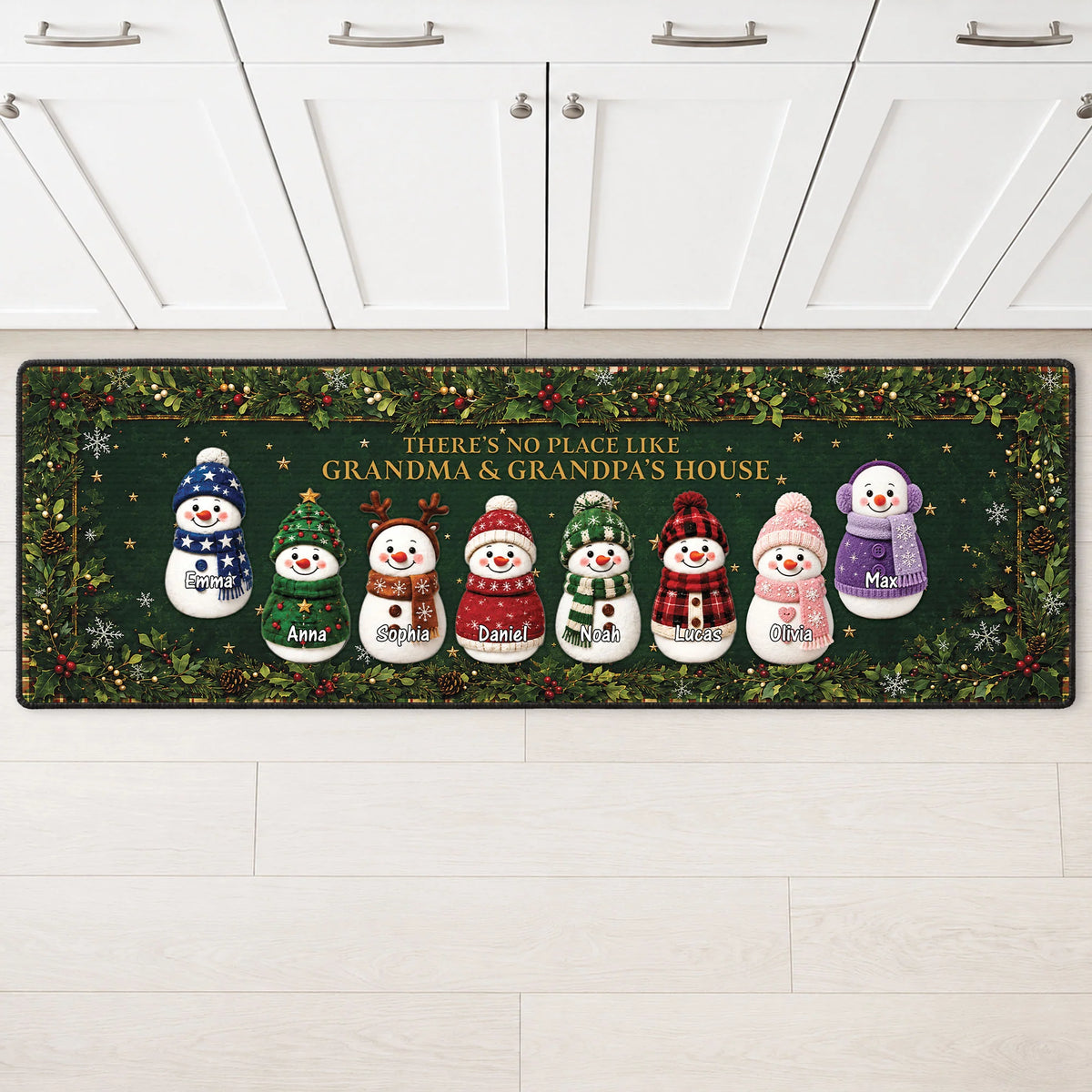 There's No Place Like Grandma & Grandpa's House - Custom Grandparents Christmas Runner Rug