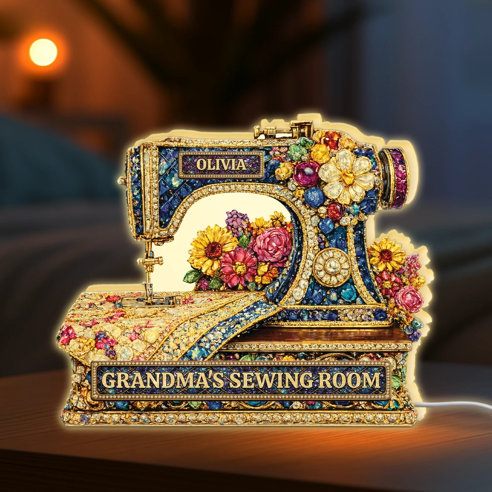 Sewing Room Personalized Acrylic Light Box - Custom Sewing Machine Gift for Mom Grandma
