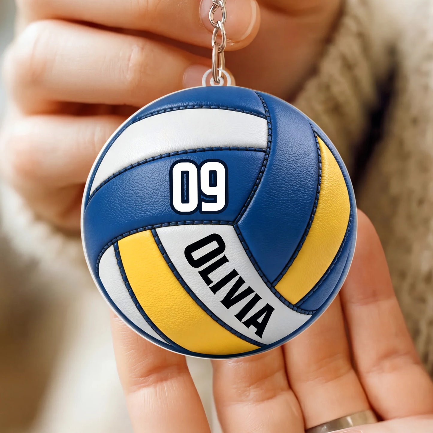 Custom Sports Ball Acrylic Keychain - Personalized Name and Number Gift