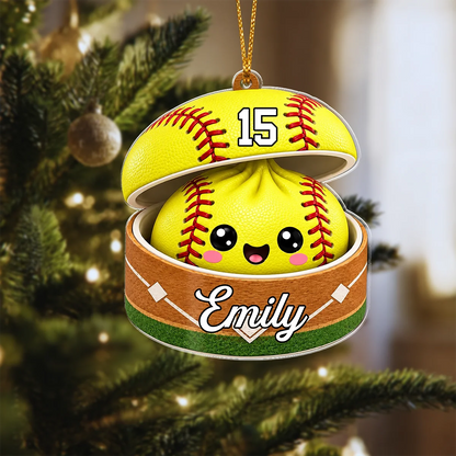Cute Dumpling Personalized Sports Ornament - Custom Name Jersey Number Acrylic Holiday Gift