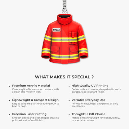 Firefighter Turnout Coat Personalized Acrylic Keychain - Custom Gift for Firefighter Heroes