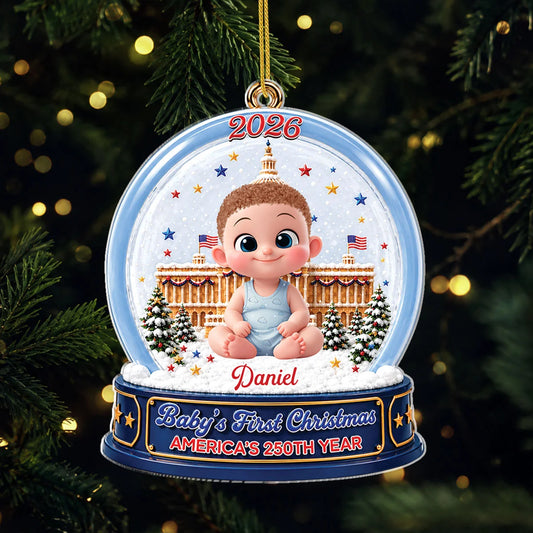 Baby's First Christmas America's 250th Year - Personalized Acrylic Ornament for Newborn Keepsake