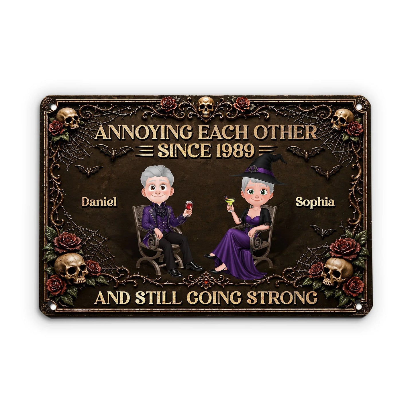 Annoying Each Other Since And Still Going Strong - Personalized Halloween Metal Sign for Couples Decor