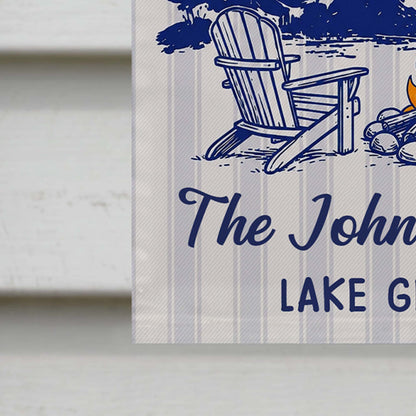 Personalized camping garden flag with Life Is Better Around The Campfire art and custom family name for outdoor decor image 8
