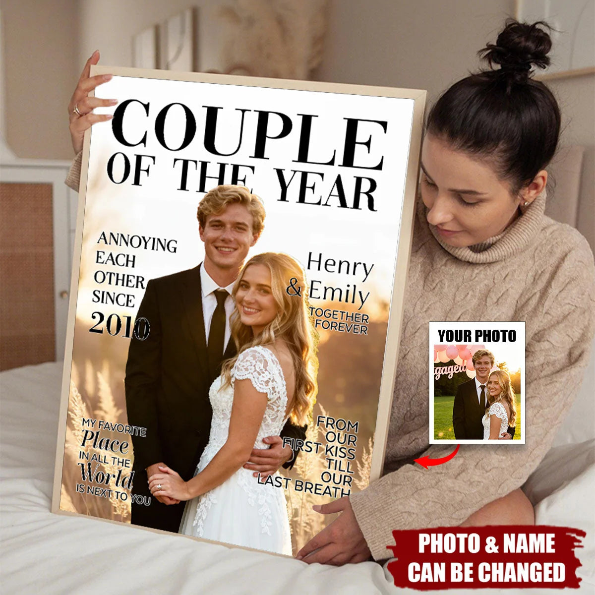 Couple Of The Year Custom Photo Canvas / Poster - Personalized Anniversary Gift for Husband Wife