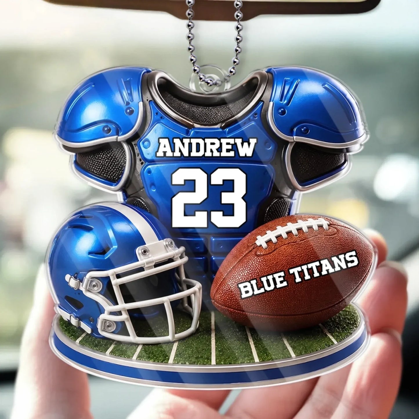 Personalized American Football Acrylic Car Ornament - Custom Jersey & Helmet Gift for Sports Lovers