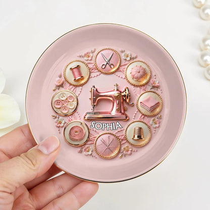 Custom Seamstress Jewelry Dish personalization view for Mom