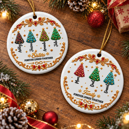 "Forever Linked Together" Personalized Christmas Tree Ornament - Custom Family Ornament