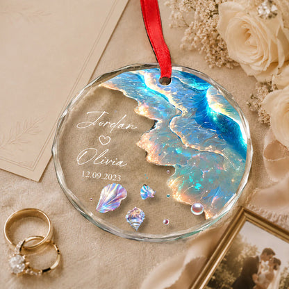 Custom Wedding Glass Ornament for Couples with personalized design details for meaningful gifting image 7