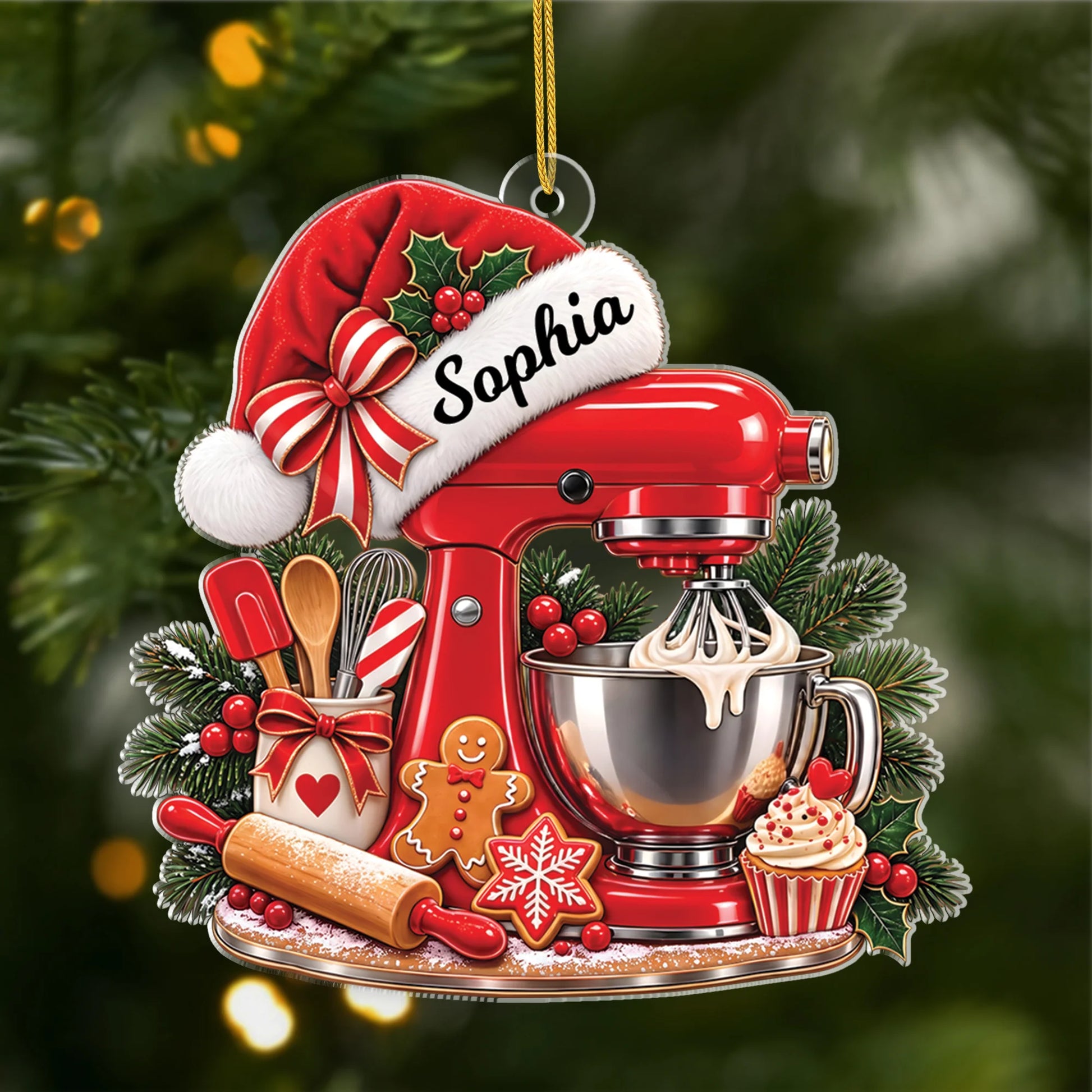 Christmas Mixer Personalized Acrylic Ornament - Custom Holiday Keepsake for Baking Lovers