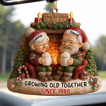 Growing Old Together Personalized Wood Ornament - Couples Christmas Holiday Gift