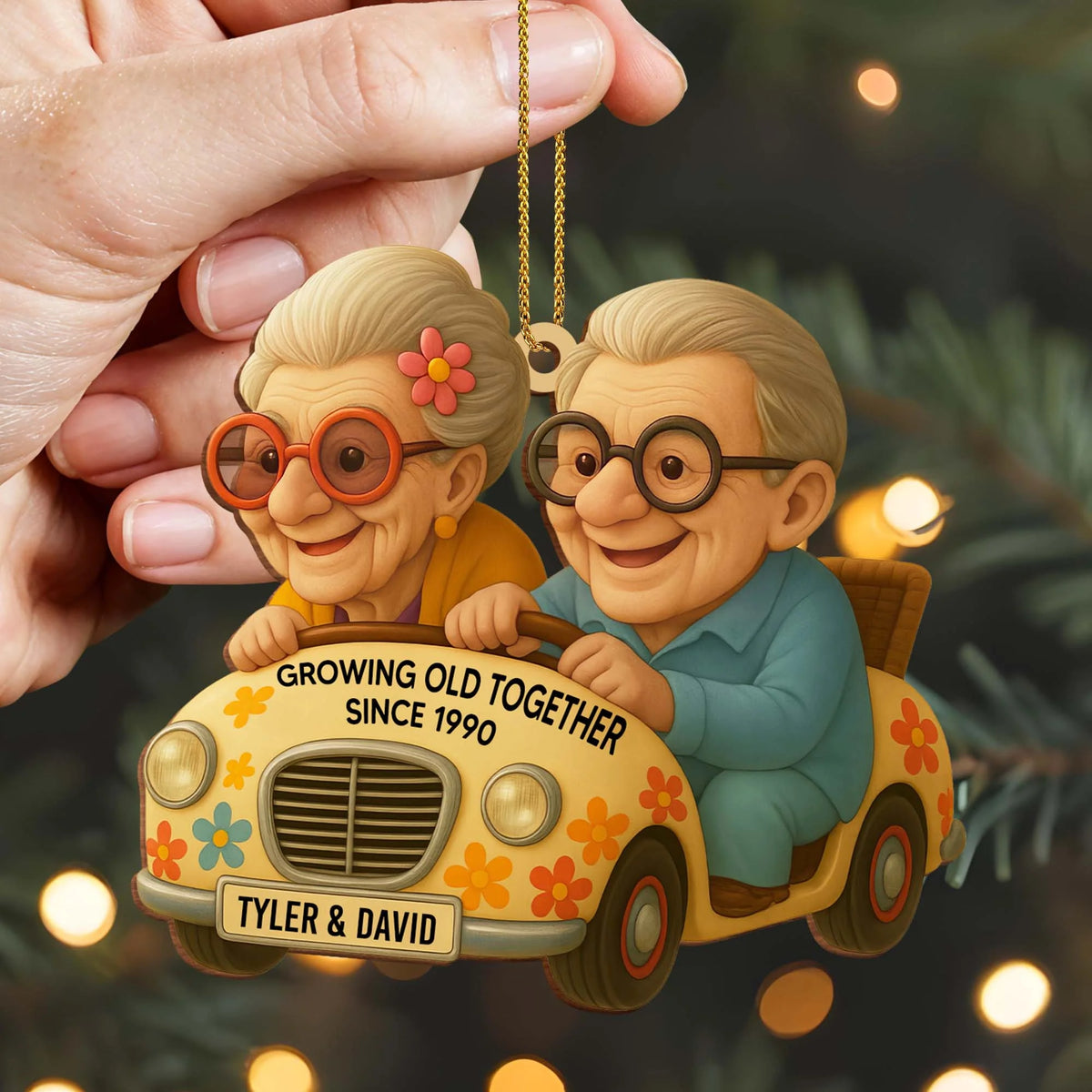 Growing Old Together With Car And Flowers