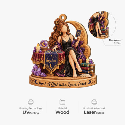 Just A Girl Who Loves Tarot Personalized Wooden Ornament - Keepsake Gift for Witchy Friends