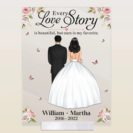 Custom wedding anniversary plaque with romantic quote - personalized acrylic gift for couples and newlyweds