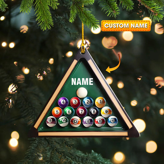 Personalized Billiards Christmas Acrylic Ornament - Custom Pool Table Name Keepsake Gift