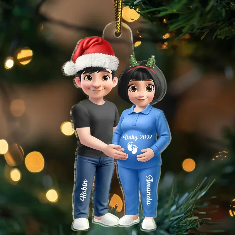 Personalized Expecting Parents Ornament - Custom Couple Christmas Acrylic Keepsake