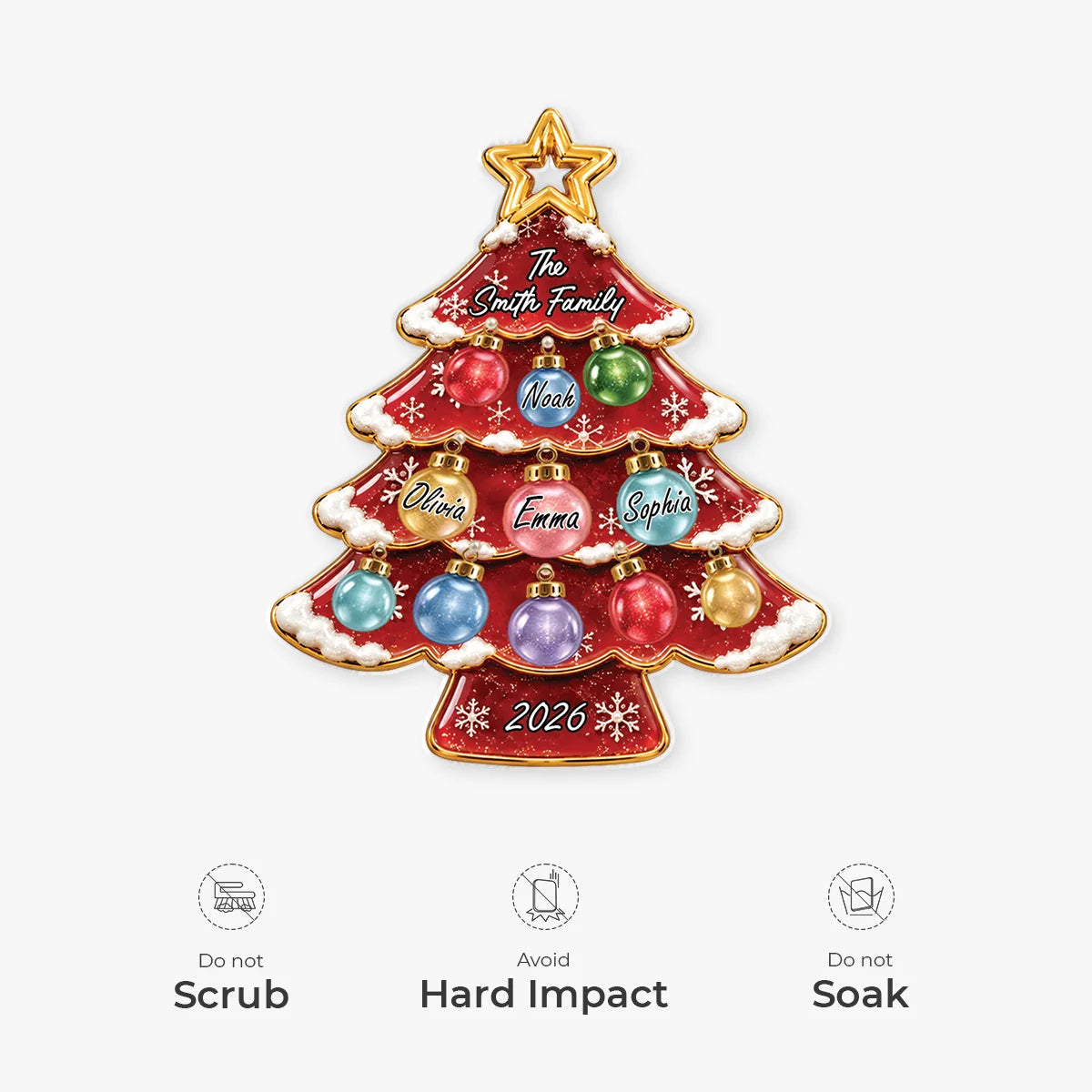 Personalized Christmas Tree Acrylic Ornament - Custom Family Names and Year Keepsake