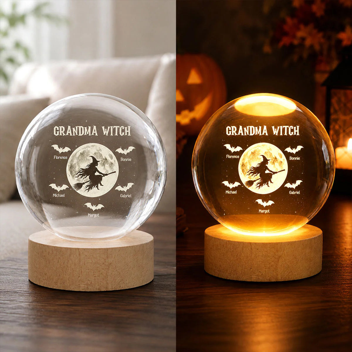 Night Light material and size view - Custom Grandma Witch Night Light
