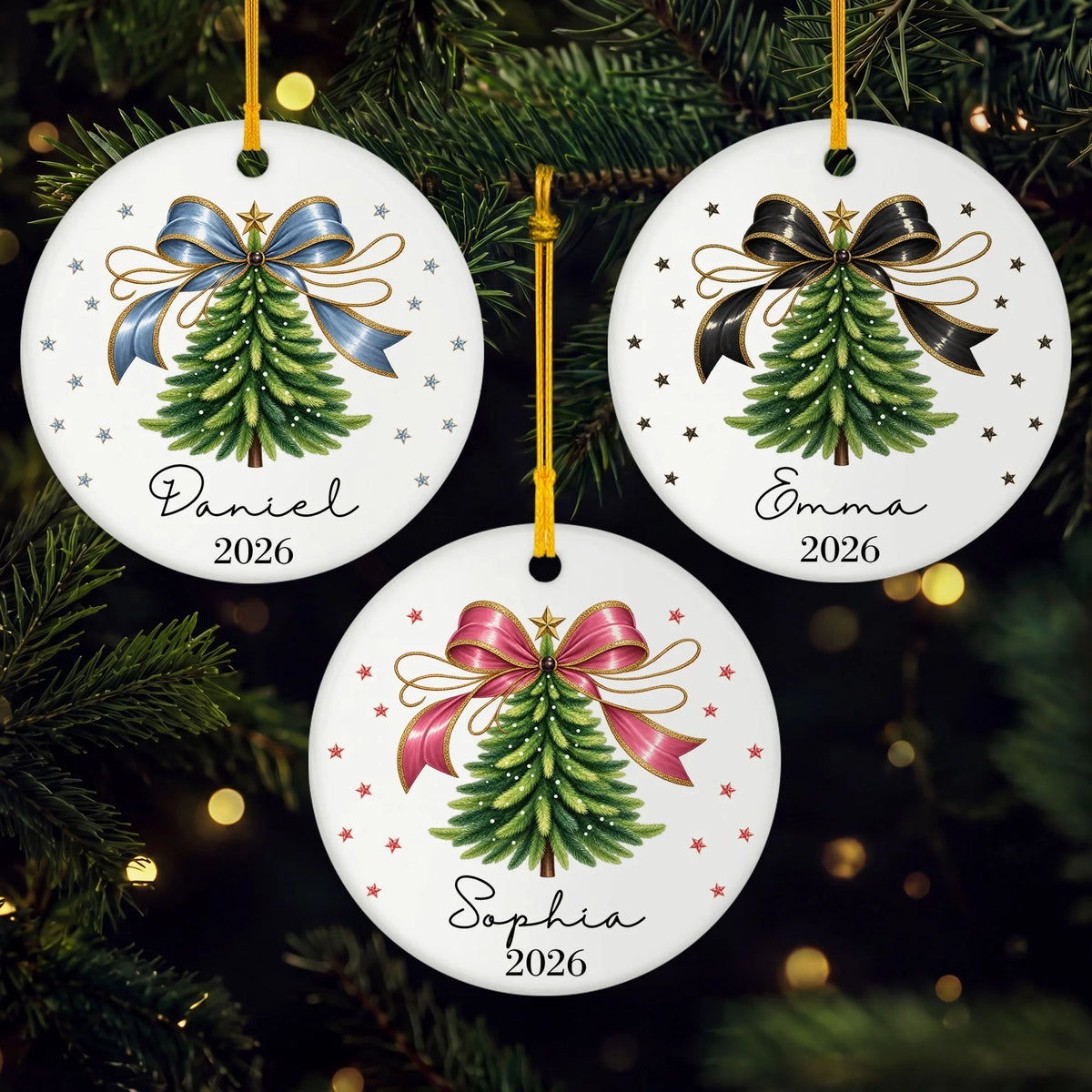 Bow Personalized Kids Ceramic Ornament - Custom Christmas Keepsake Gift for Kids