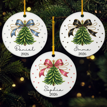 Bow Personalized Kids Ceramic Ornament - Custom Christmas Keepsake Gift for Kids
