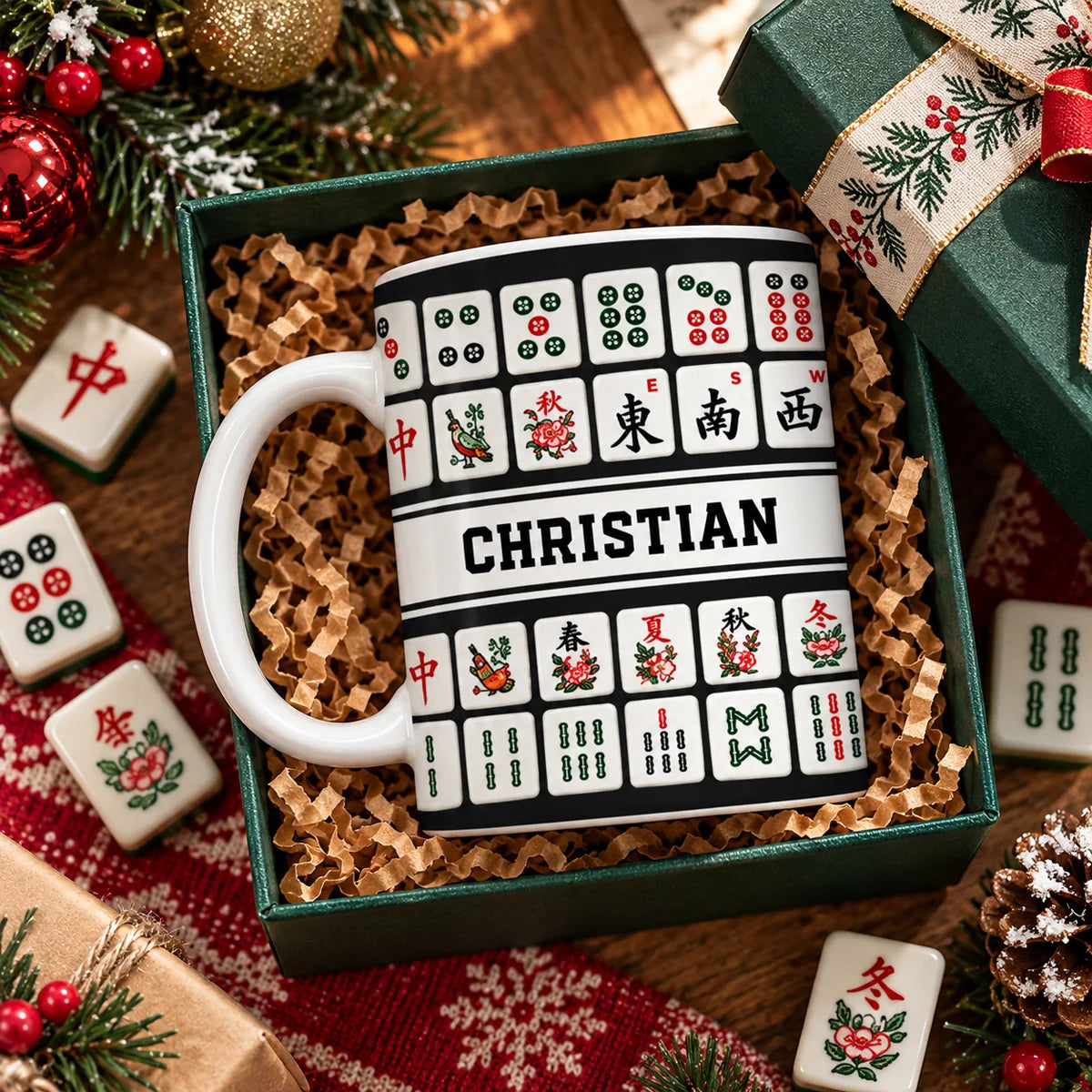 Personalized Ceramic Mahjong Mug - Game Night Birthday Gift for Mahjong Players