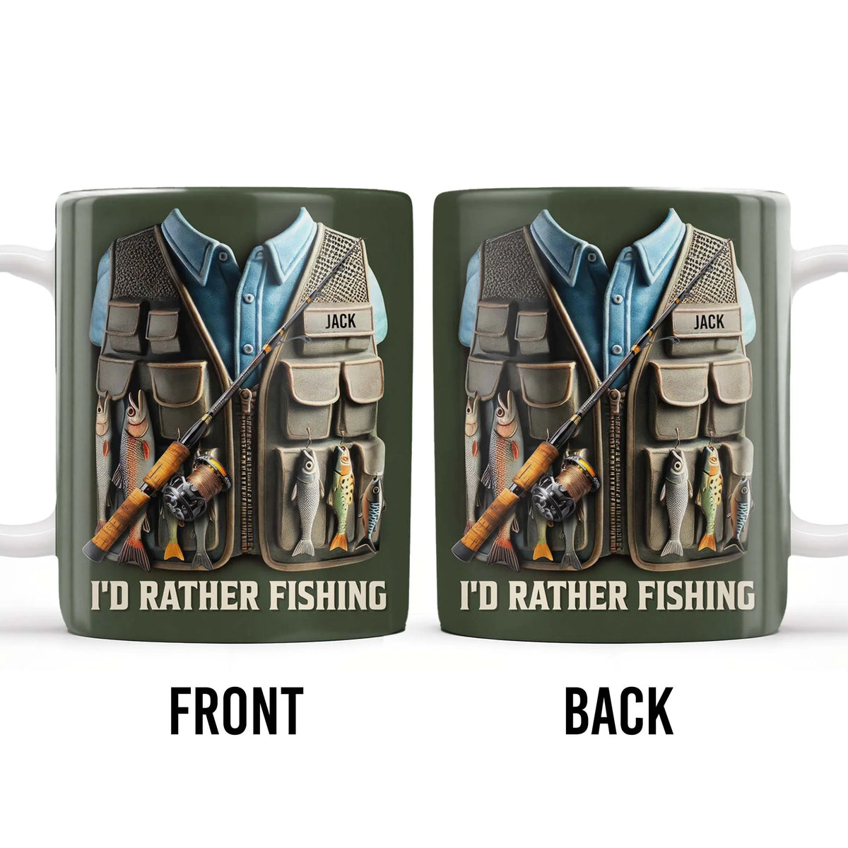 "I'd Rather Be Fishing" Personalized Ceramic Coffee Mug - Custom Gift for Fishing Enthusiasts