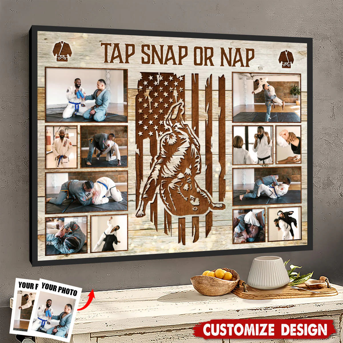 Personalized Jiu Jitsu Photo Canvas Print personalization view for Dad