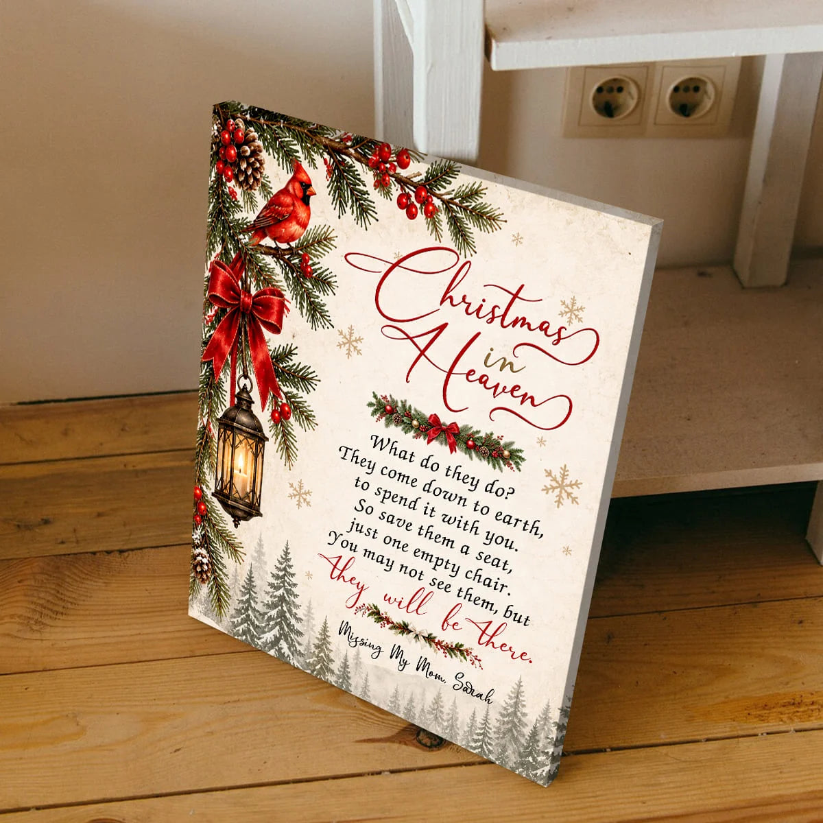 Christmas in Heaven Personalized Memorial Canvas / Poster - Bereavement Keepsake for Family