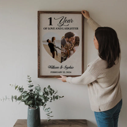 Custom 1 Year Of Love & Laughter Photo Canvas personalization view for Wife