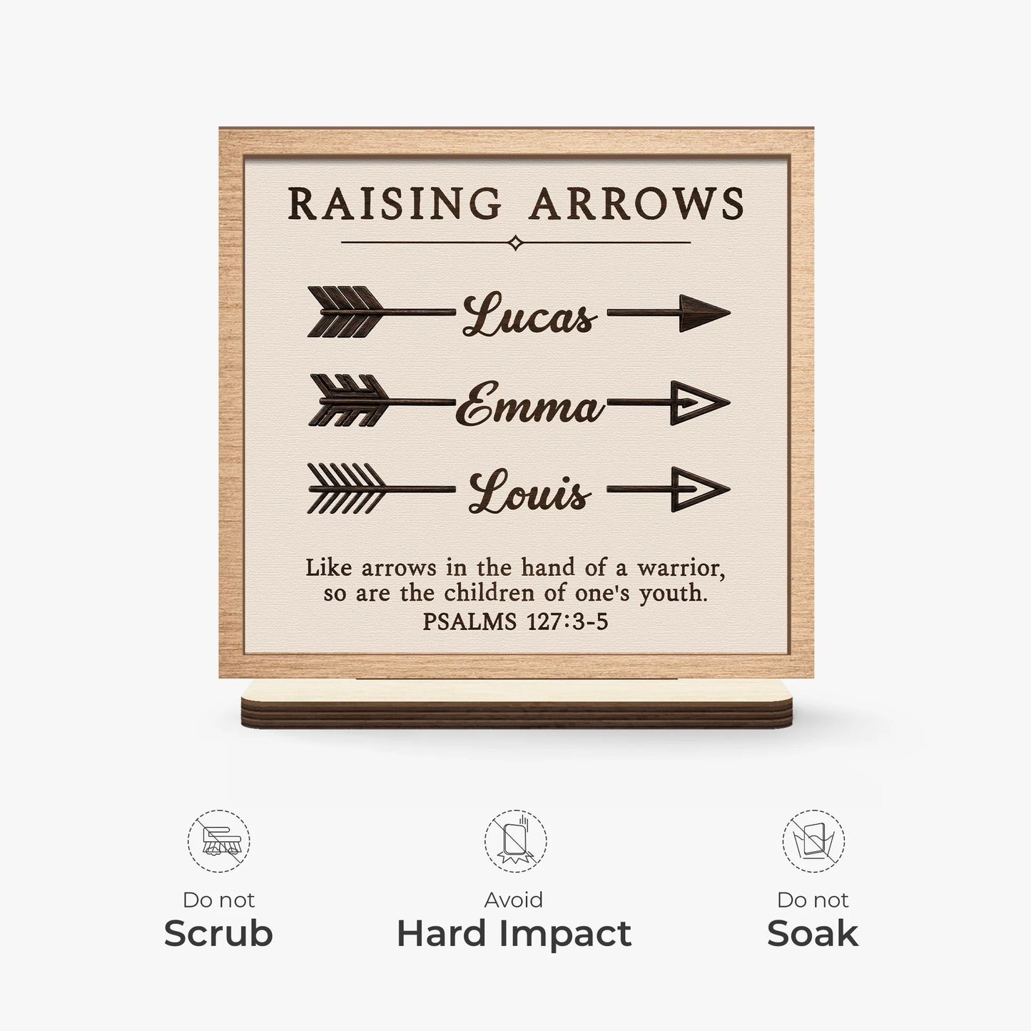 "Raising Arrows" Personalized Wooden Plaque - Custom Kids Name Gift for Mom & Dad