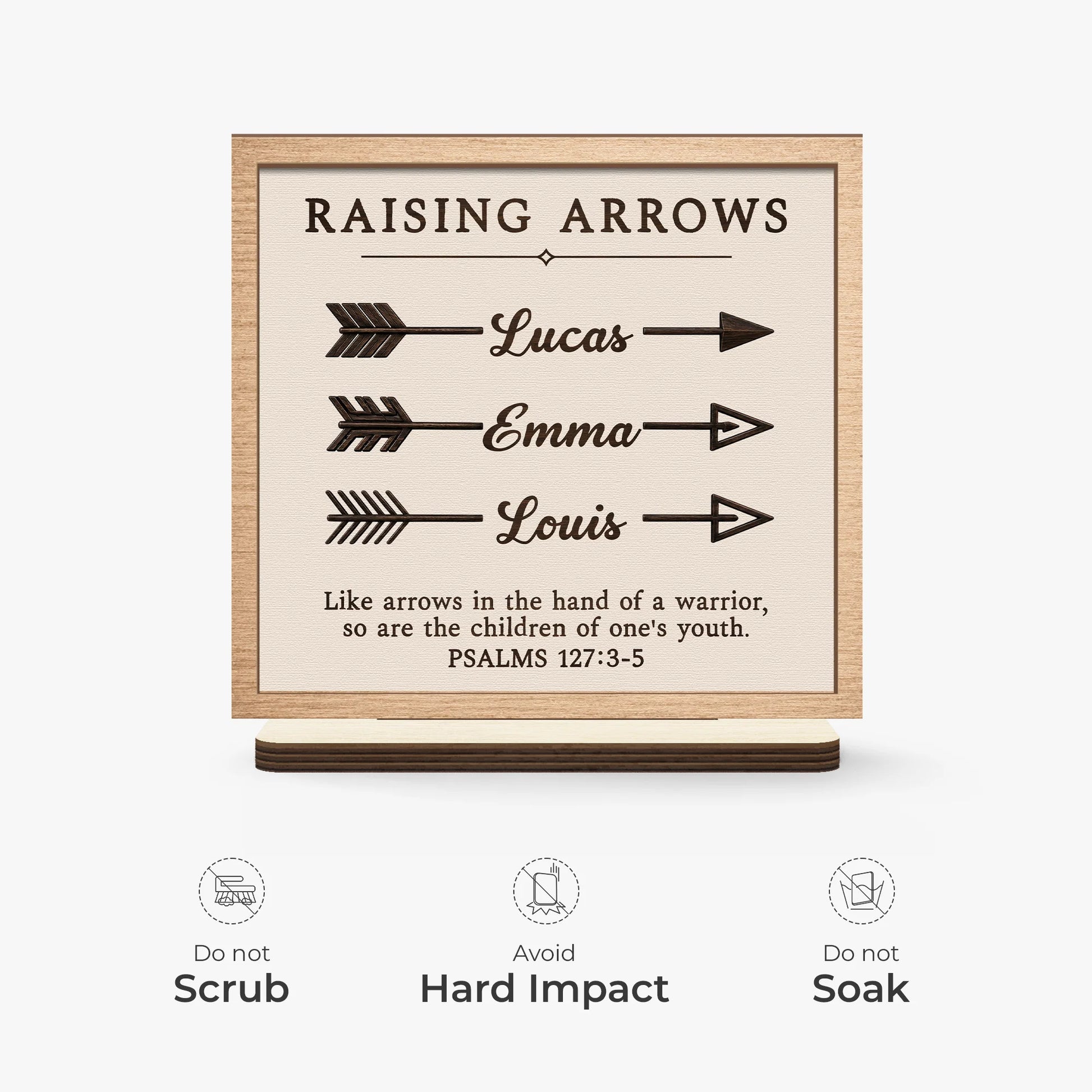 "Raising Arrows" Personalized Wooden Plaque - Custom Kids Name Gift for Mom & Dad