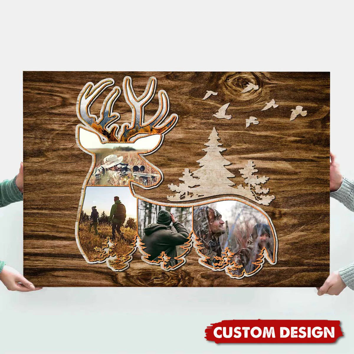 Custom deer photo collage canvas print featuring hunting memories for outdoor lovers and dad image 8