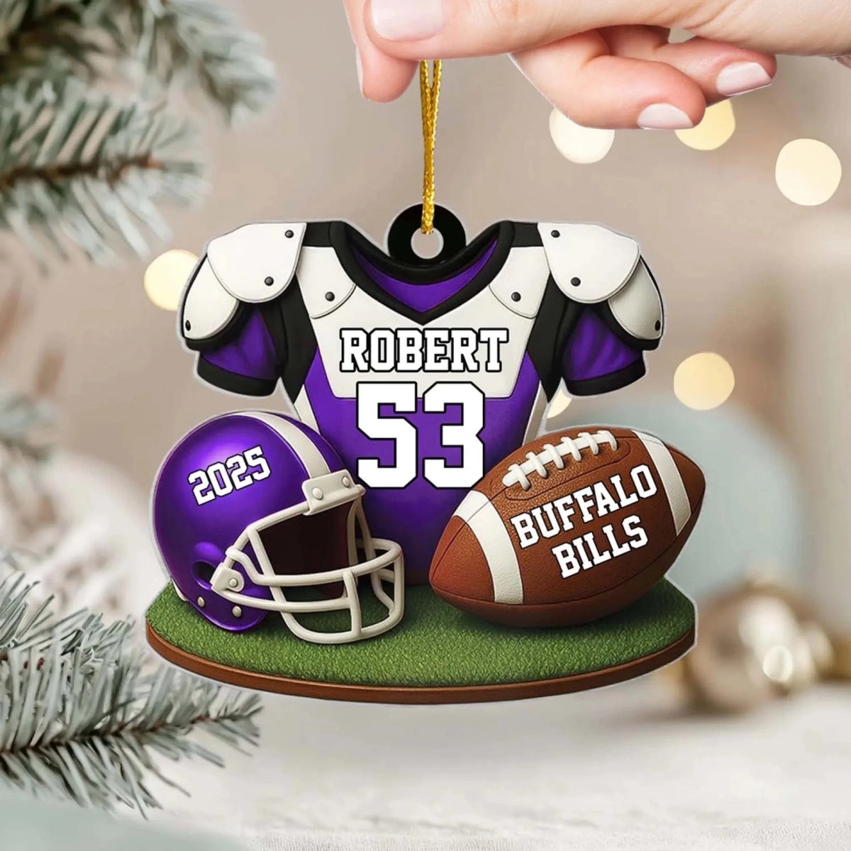 Custom Football Jersey Helmet Acrylic Ornament - Personalized Keepsake for Players