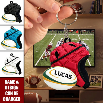 Personalized Rugby Keychain - Custom Name Gift for Rugby Lovers