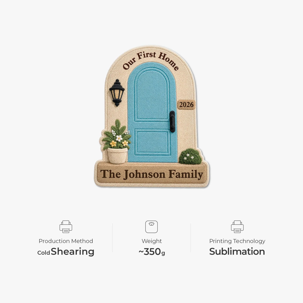 Our First Home Personalized Shaped Doormat - Custom Housewarming Welcome Mat for Family