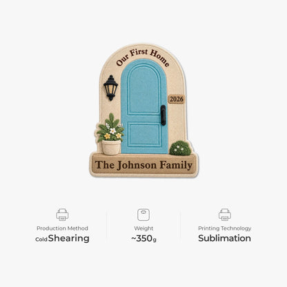Our First Home Personalized Shaped Doormat - Custom Housewarming Welcome Mat for Family