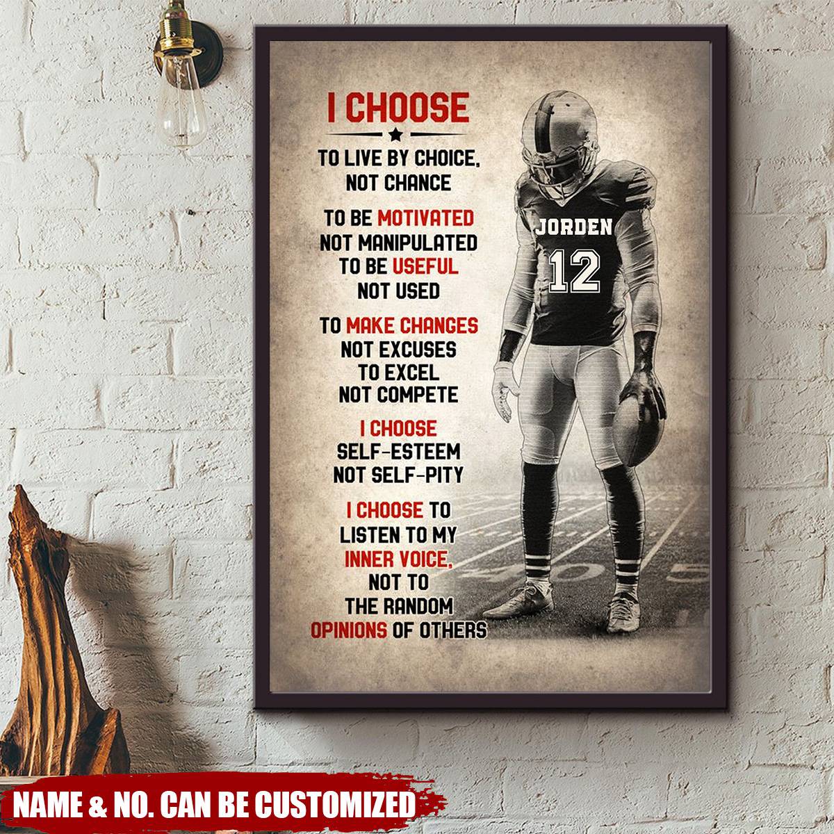 Personalized Football Wall Canvas personalization view for Son/Grandson