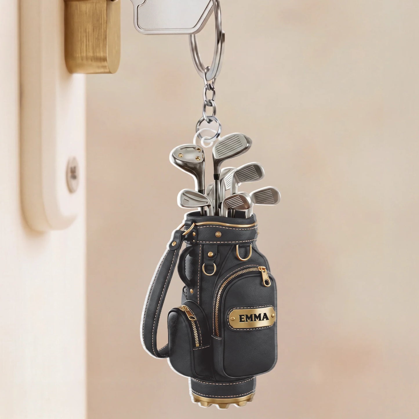 Personalized Golf Bag Keychain - Custom Name Gift for Golf Lovers