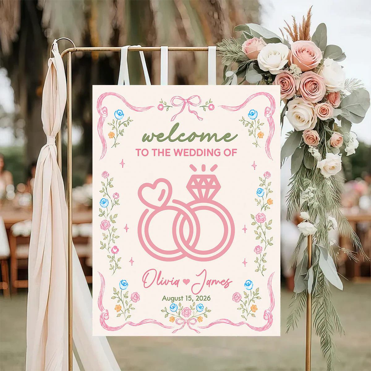 Canvas / Poster material and size view - Custom Wedding Welcome Sign