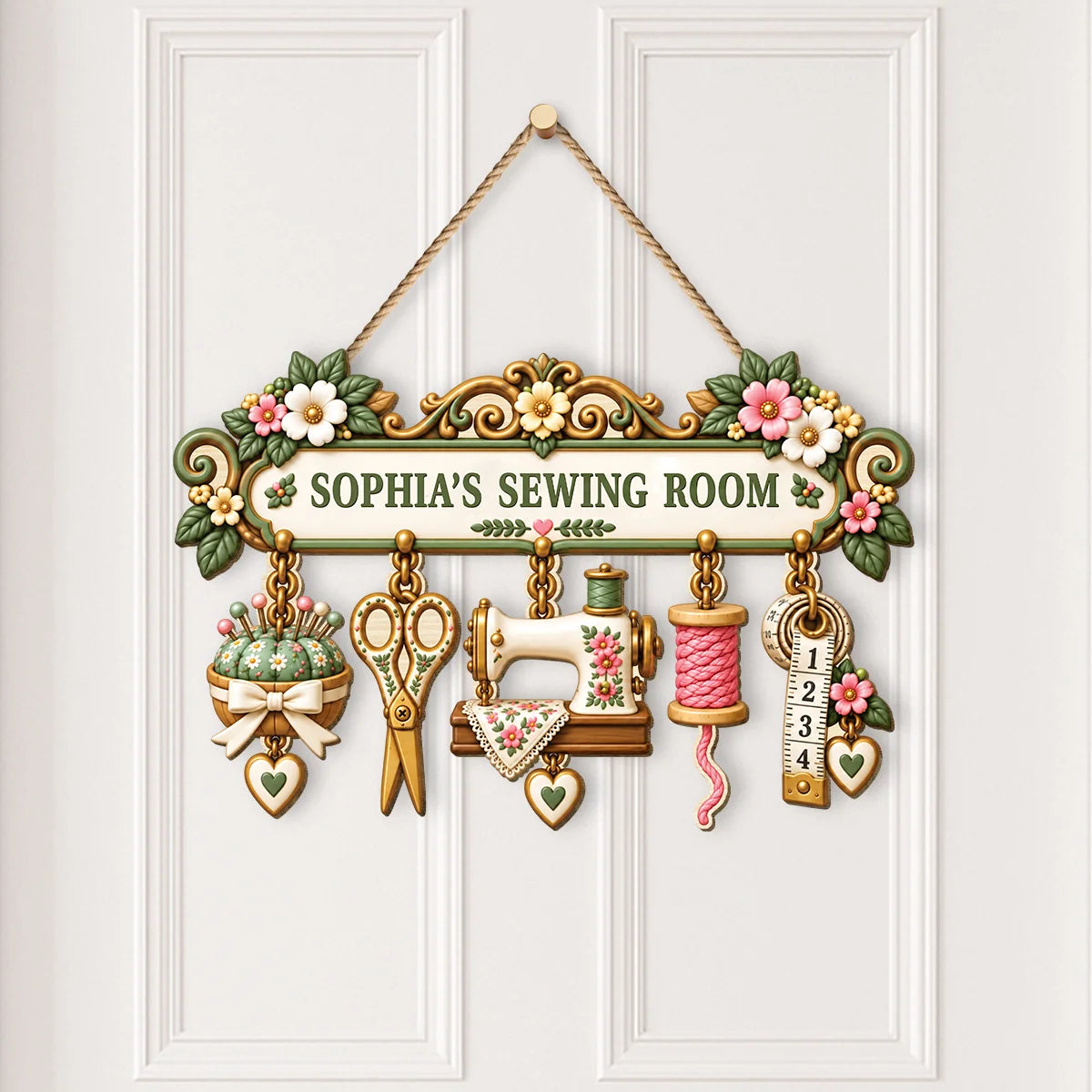 Personalized Sewing Room Wood Sign - Custom Crafter Wall Decor Gift